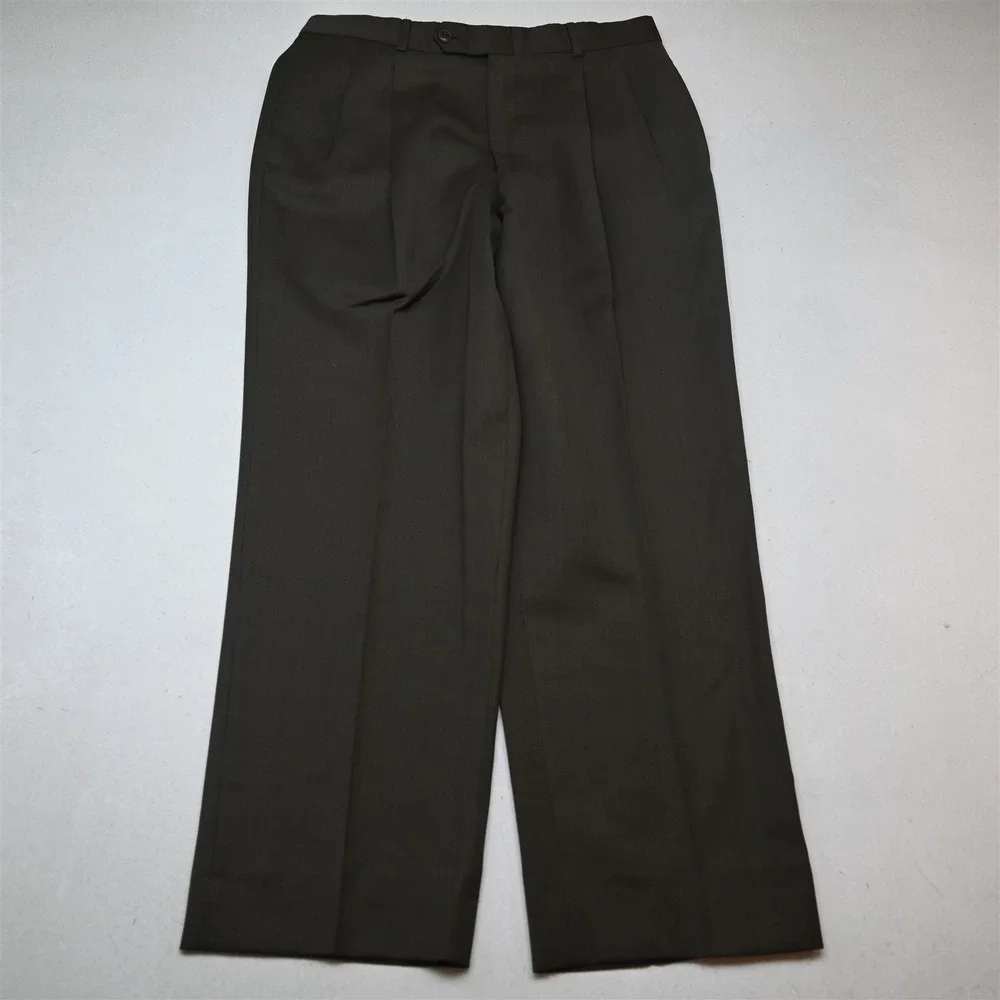 Vtg Y2K 2000s Boxy 40R 32x30 Brown Wool Mens Jacket Pants Suit